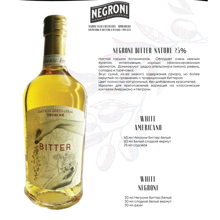 Ликер Negroni Bitter Nature 0,7л 25% купить