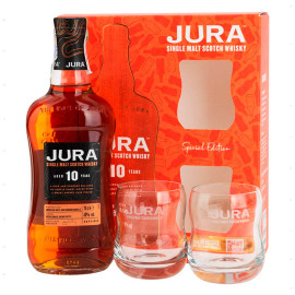 Виски Jura 10yo 0,7л 40% + 2 бокала в подарочной коробке