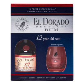 Ром El Dorado Dark ет выдержки подарочная упаковка 0,7л 40% + бокалы