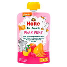 Пюре Pear Pony с грушей, персиком, малиной и спельтой органическое (с 8 месяцев) Holle 100г