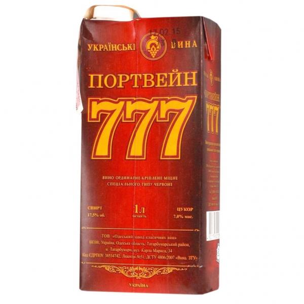 Вермут Південний кріплений білий Портвин 777 1л 17,50%