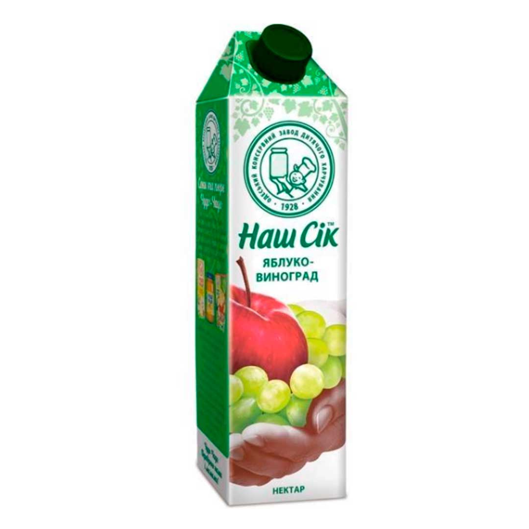 Нектар Наш Сок яблочно-виноградный осветленный 0,95л