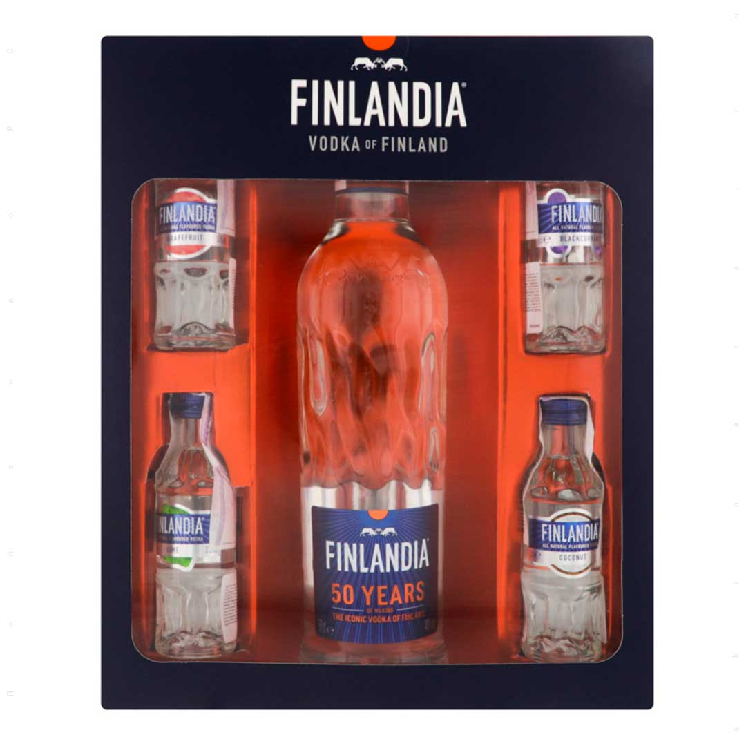 Горілка Finlandia 0,5л 40% + 4 смакові мініатюри 0,05л 40%