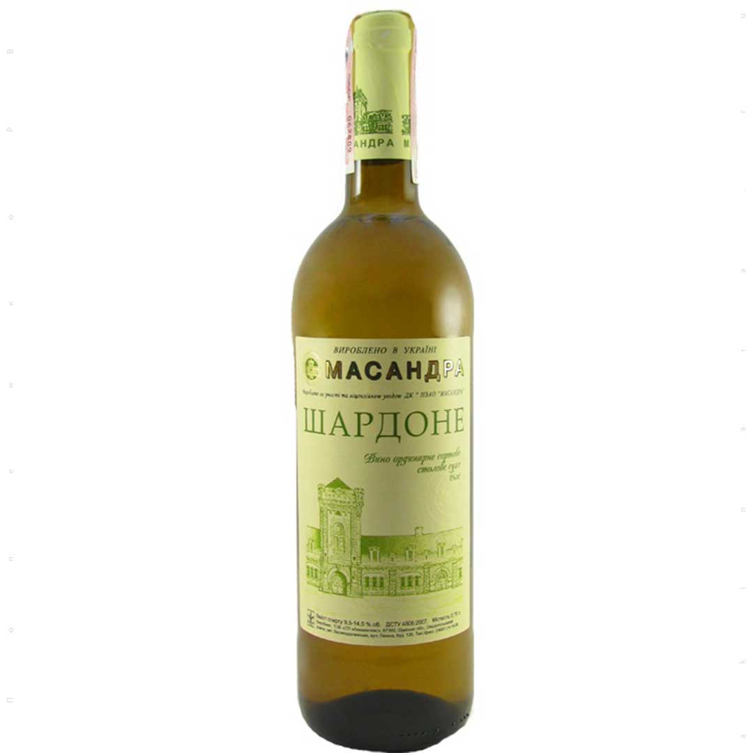 Вино Massandra Chardonnay белое сухое 0,75л 9,5-14%