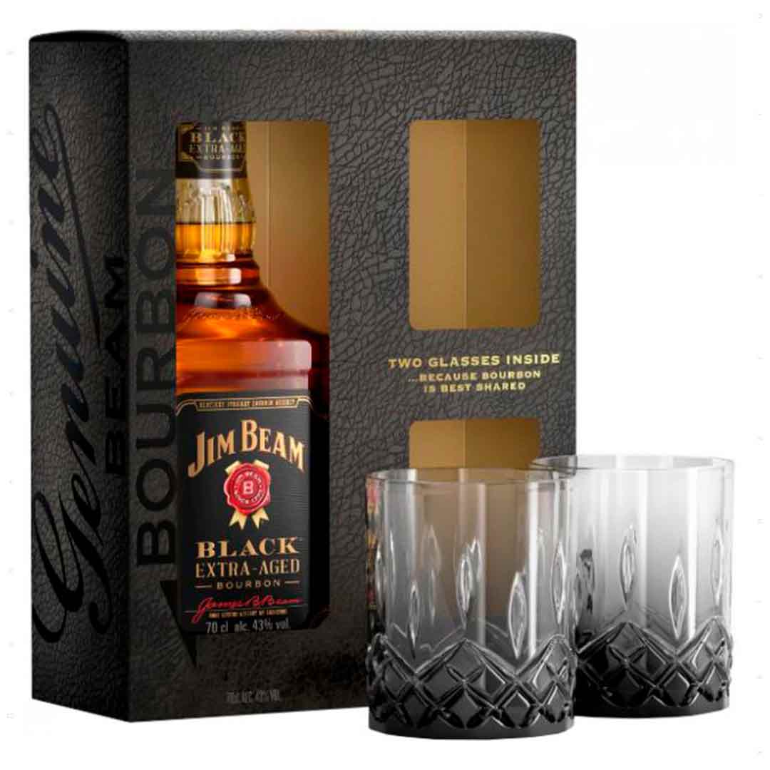 Виски Jim Beam Black  0,7л 43% + 2 стакана