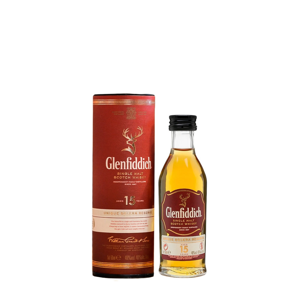 Виски односолодовый Glenfiddich 15 лет выдержки 0,05 л 40% купить
