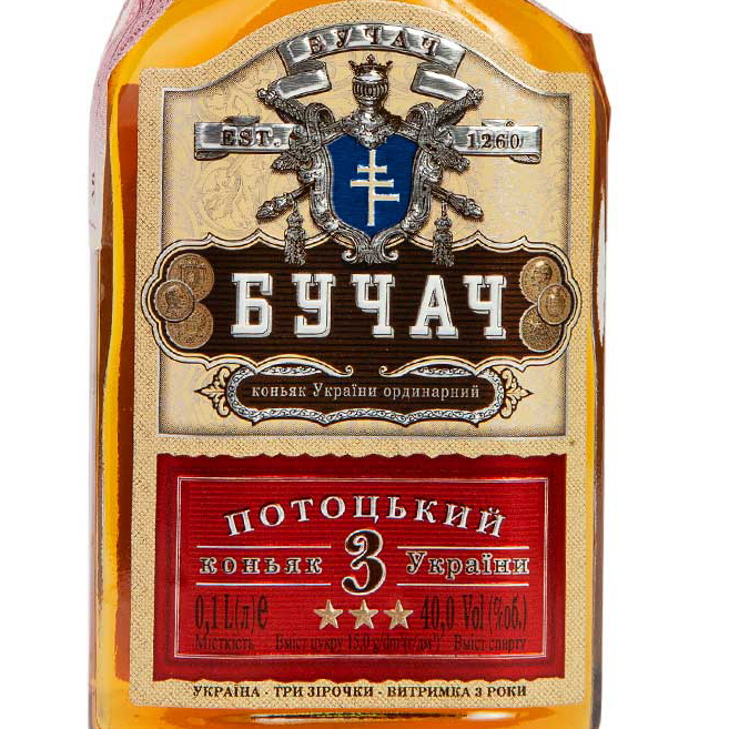 Бренди Бучач Потоцкий 3 звезды 0,1л 40% купить