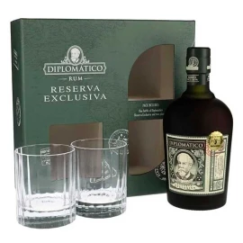 Ром Diplomatico Reserva Exclusiva 0,7л 40% + 2 стакана