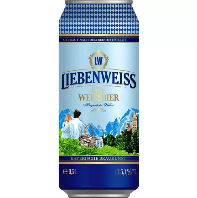 Пиво Liebenweiss Hefe-Weissbier светлое нефильтрованное 5,1% 0,5л