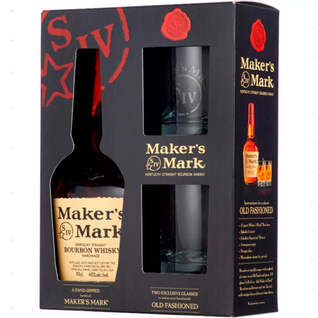 Виски бурбон Maker's Mark 0,7л 45%+2 стакана