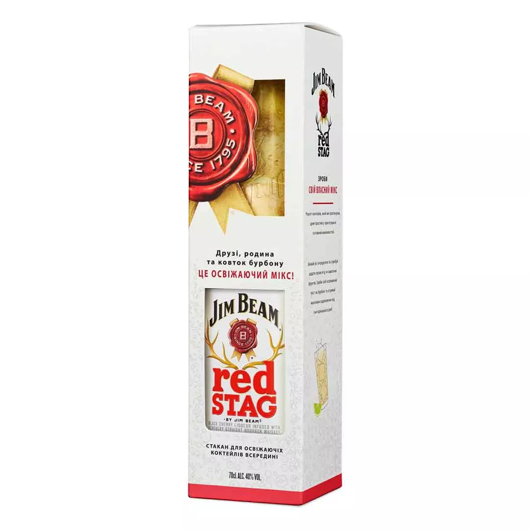 Ликер Jim Beam Red Stag Cherry 32,5% 0,7л +1 стакан Хайболл