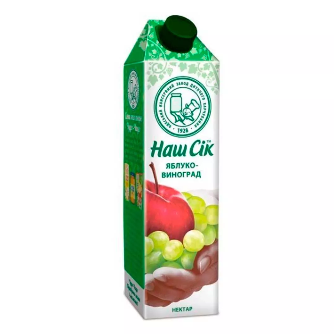 Нектар Наш Сок яблочно-виноградный осветленный 0,95л