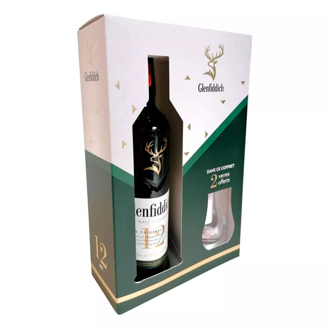 Віскі Glenfiddich 12 років витримки 0,7л 40% + 2 дегустаційні келихи