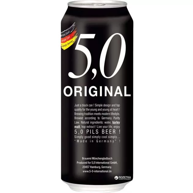 Пиво 5.0 Original Pils светлое фильтрованное 5,0% 0,5л