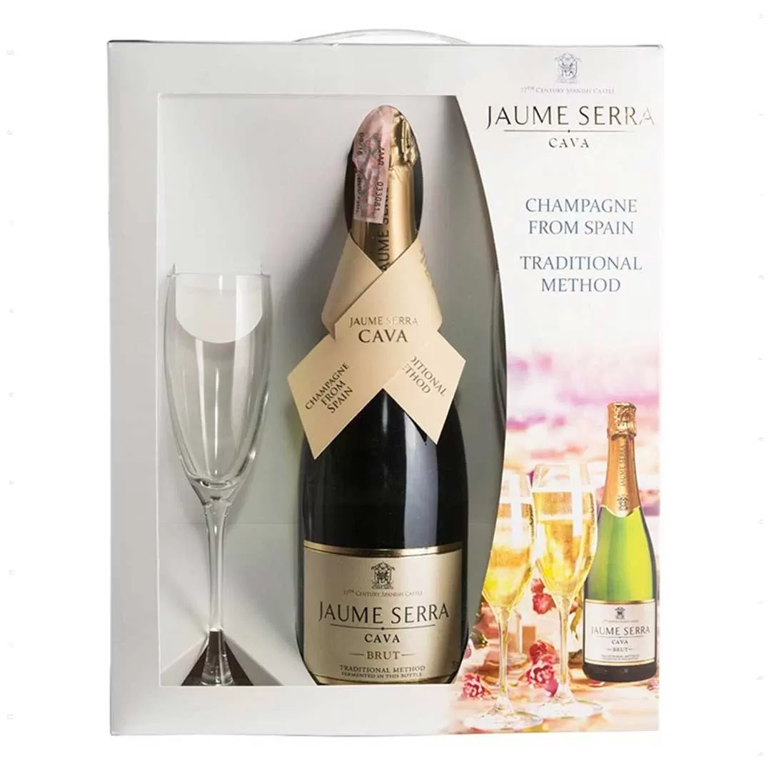 Вино игристое Cava Jaume Serra Brut белое брют 0,75л 11% + 2 бокала