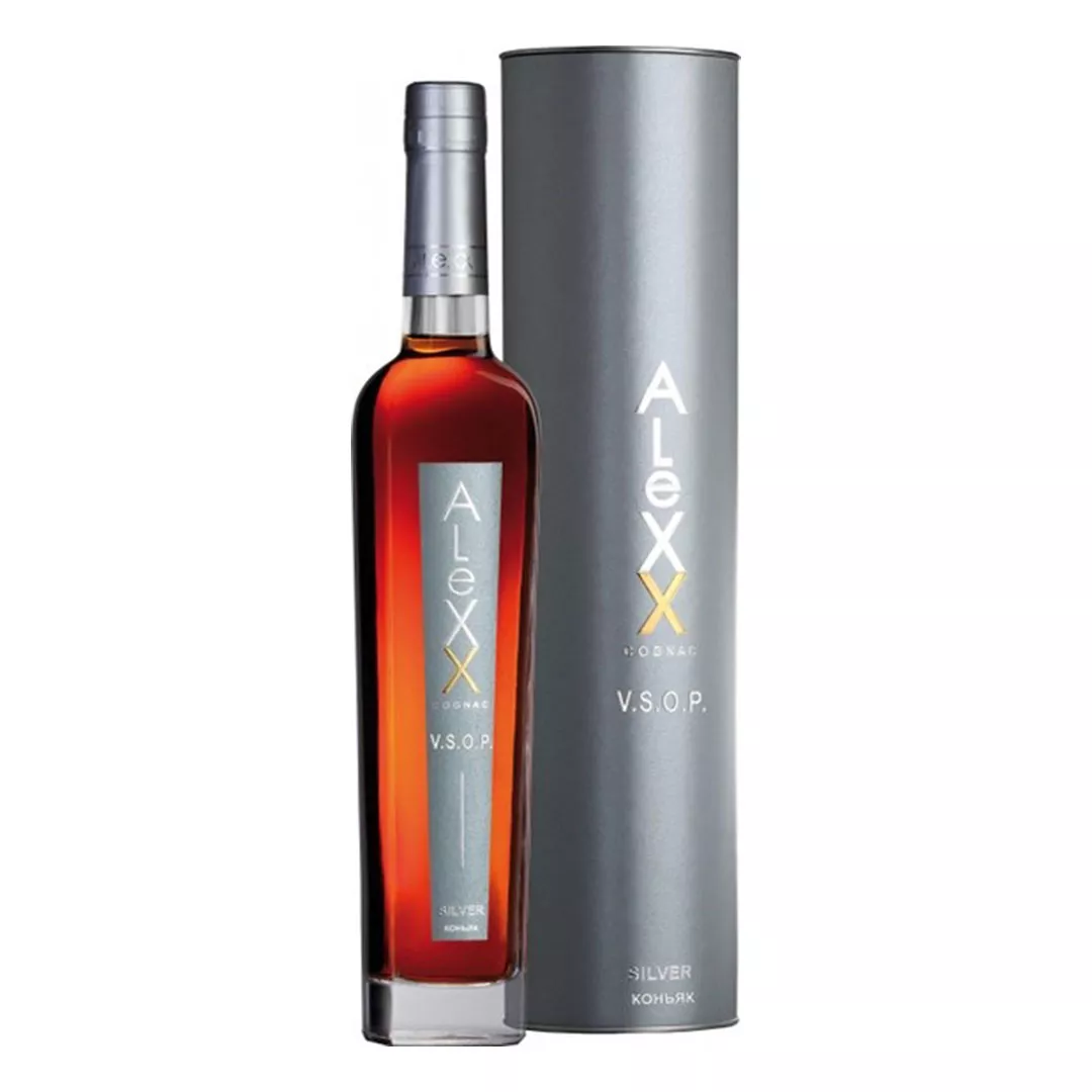 Бренди Alexx Silver 4 звезды 0,5л 40% в тубусе