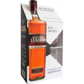 Віскі Scottish Leader 3 роки витримки 0,7 л 40% + 2 келихи