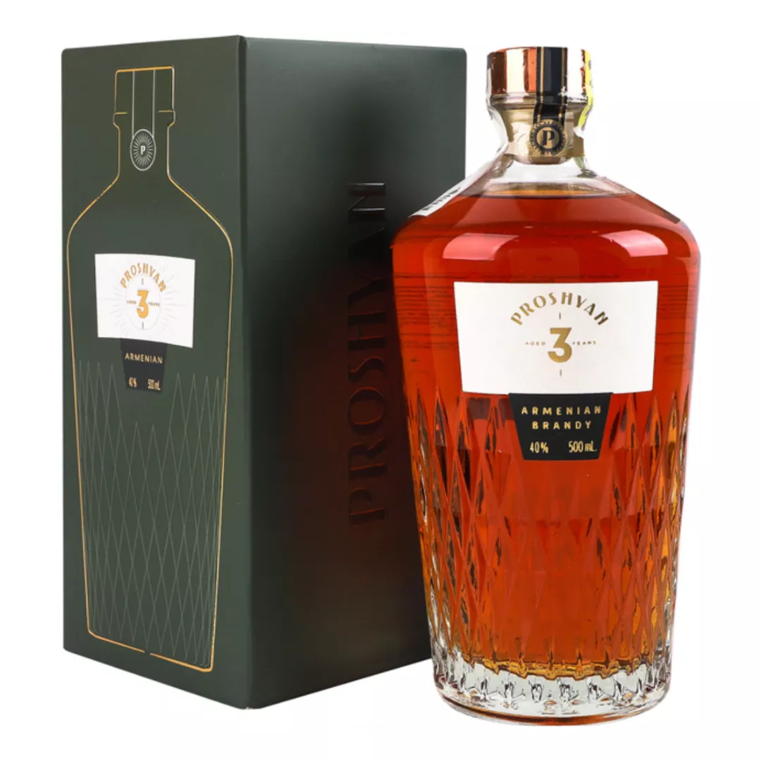 Бренді вірменський "PROSHYAN" 3 роки витримки 0,5л 40% в коробці