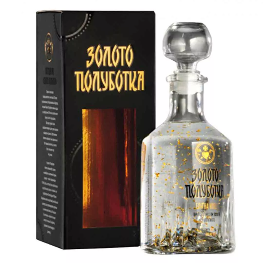 Водка Золото Полуботка Элитная Новая с содержанием сусального золота 0,7л 40% в сувенирной коробке