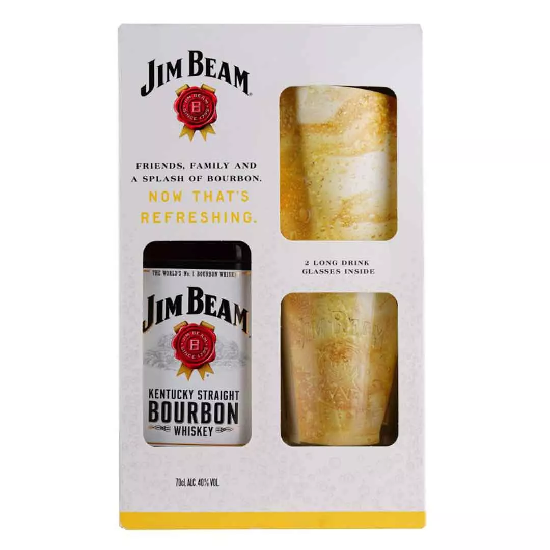 Віскі Jim Beam White 4 роки витримки 0,7л 40% + 2 склянки Хайболл