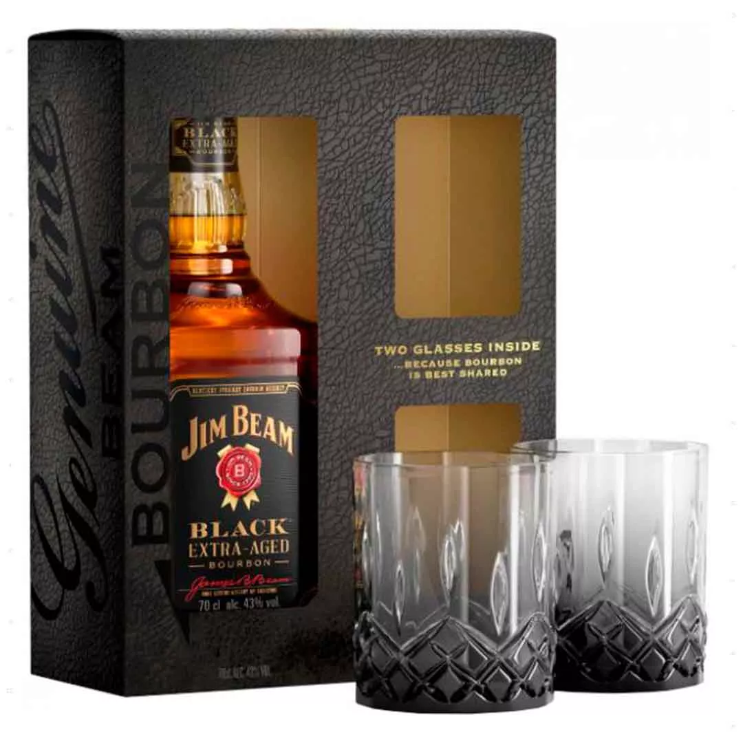 Виски Jim Beam Black  0,7л 43% + 2 стакана
