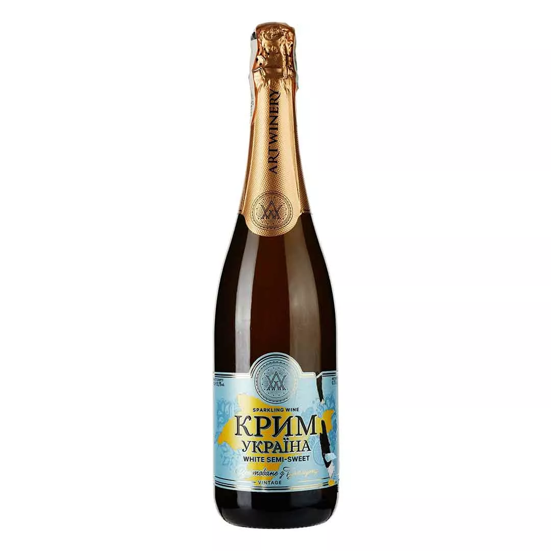 Вино игристое Крым Украина белое полусладкое 0,75л 10-13,5%