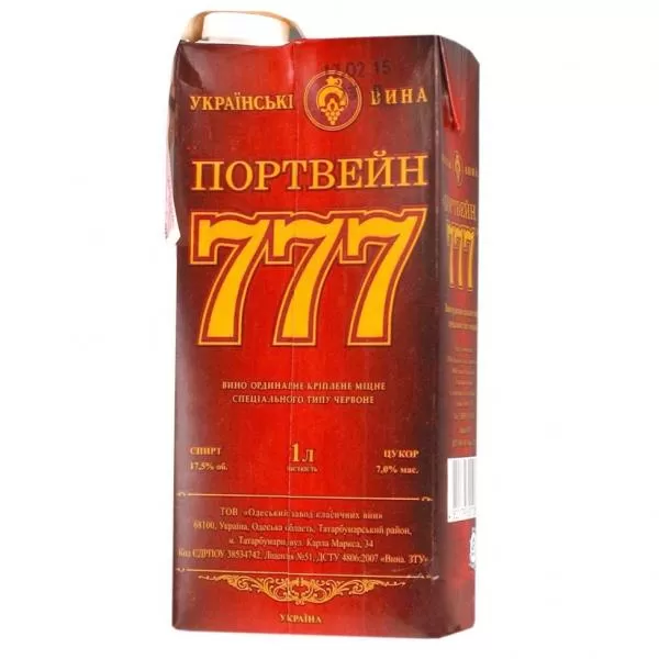 Вермут Южный крепленый белый Портвин 777 1л 17,50%
