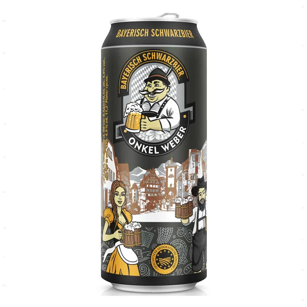 Пиво Onkel Weber Bayerisch Schwarzbier тёмное фильтрованное 0,5л 4,9%