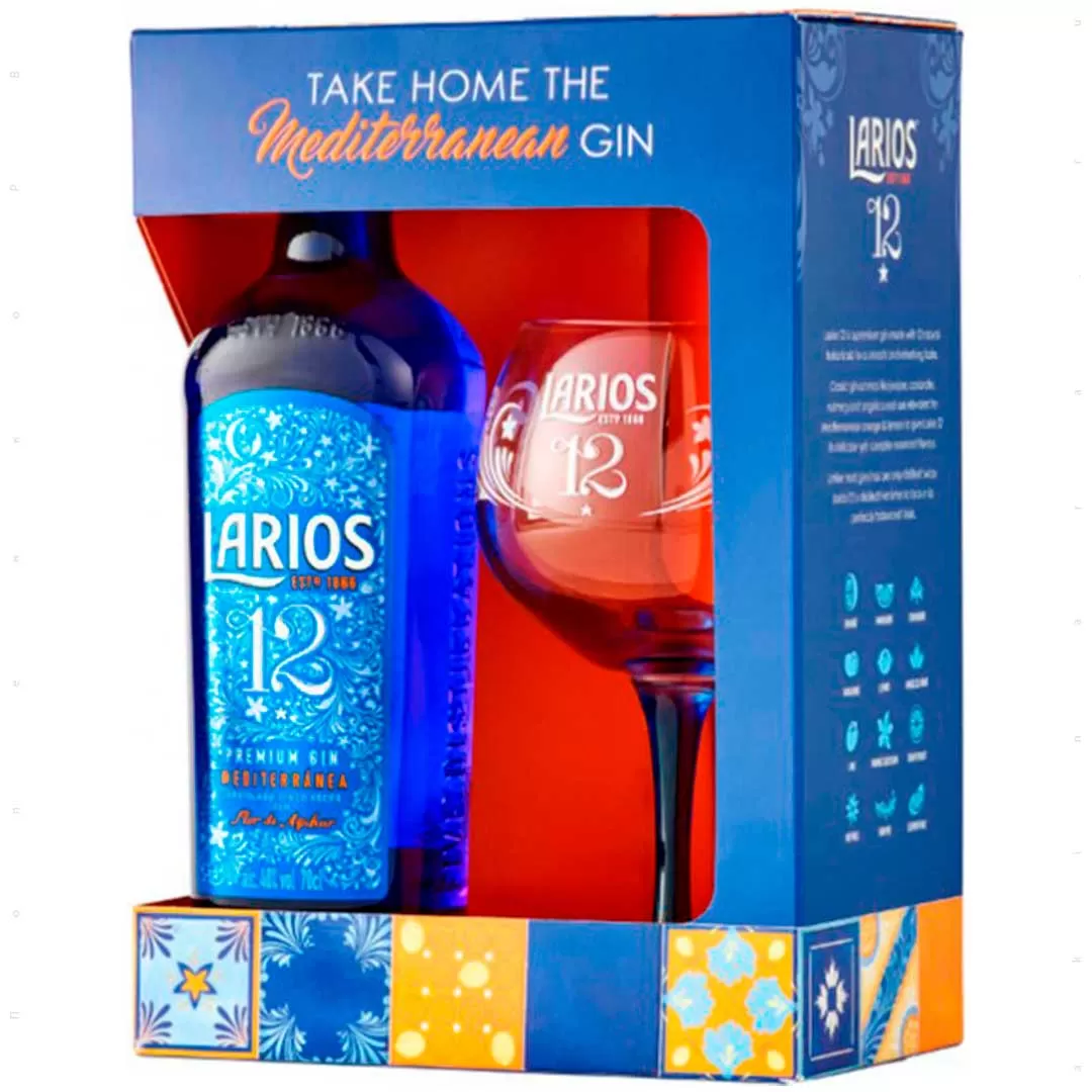 Джин Larios 12 с бокалом 0,7 л 40%