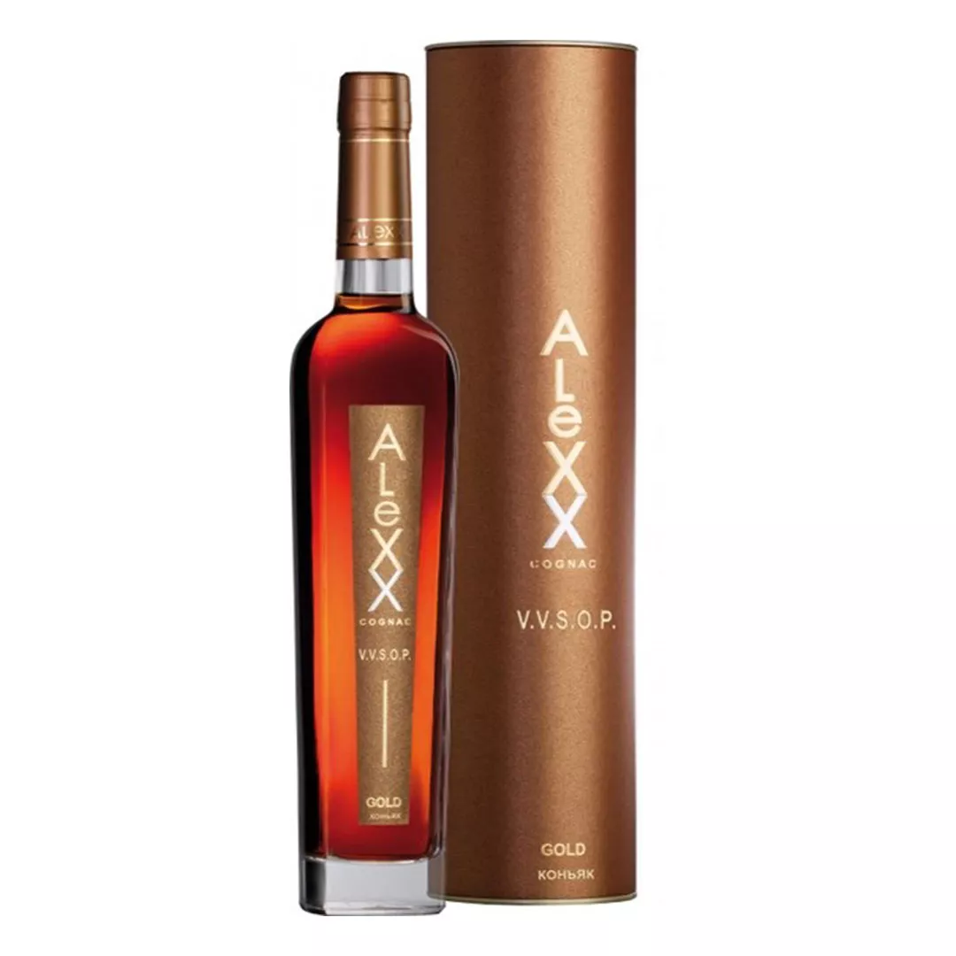Бренді Alexx Gold 5 зірок у тубусі 0,5л 40%
