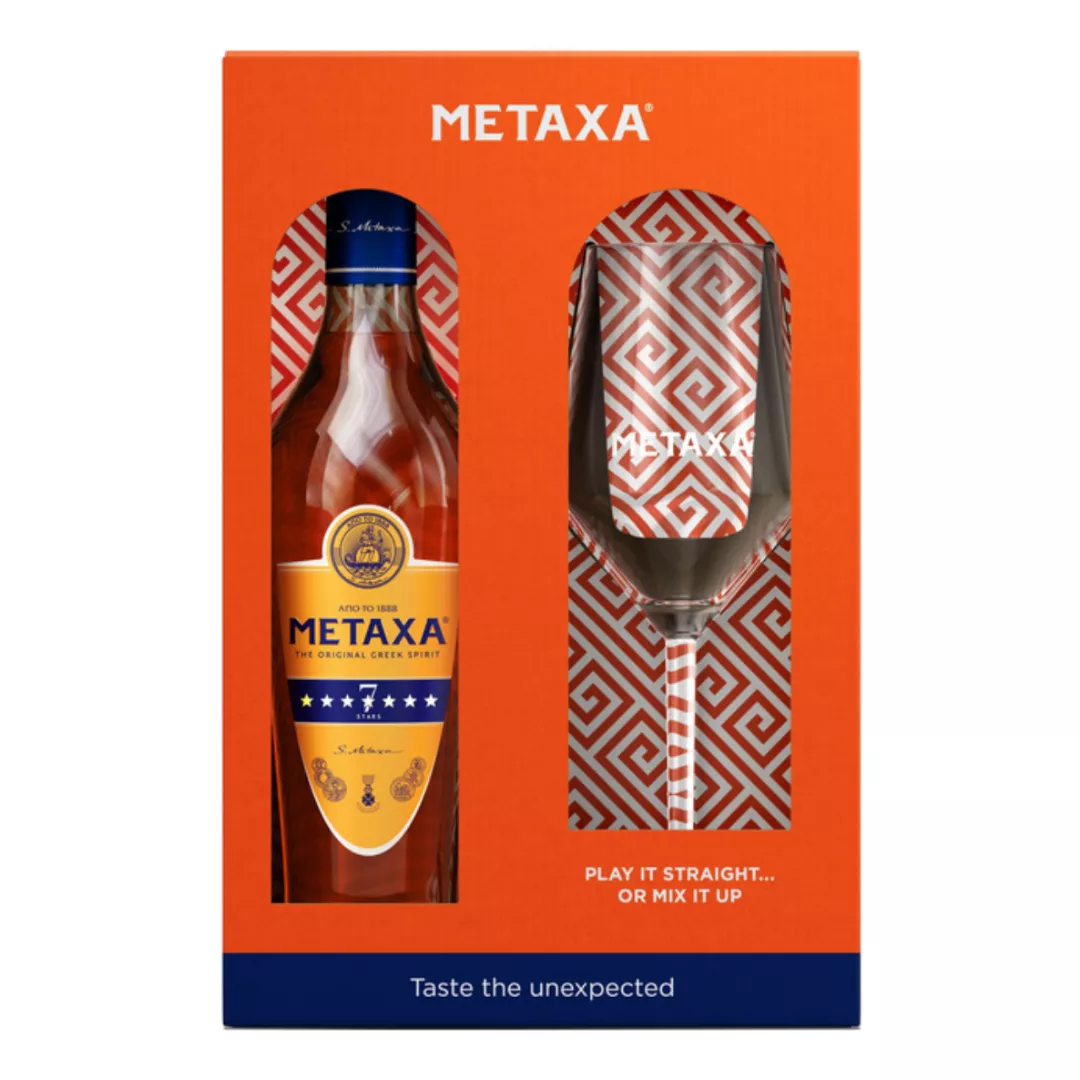 Набор алкогольный напиток Metaxa 7 звезд 0,7л 40% + 1 бокал