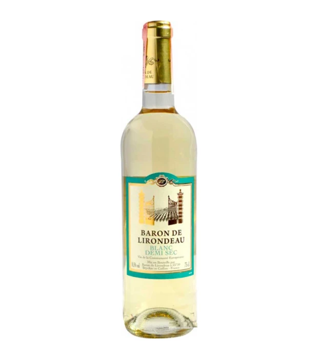 Вино Baron de Lirondeau белое полусухое 0,75л 10,5%