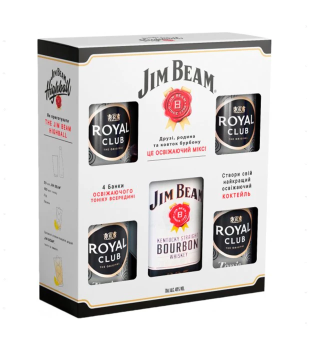 Виски Jim Beam White 0,7л 40% + 4 Royal Club Tonic