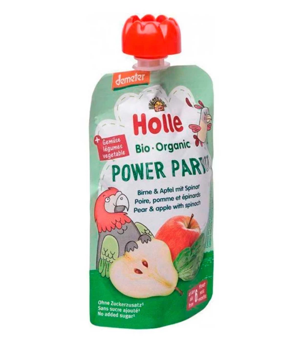 Пюре Power Parro с грушей, яблоком и шпинатом органическое (с 6 месяцев) Holle 100г