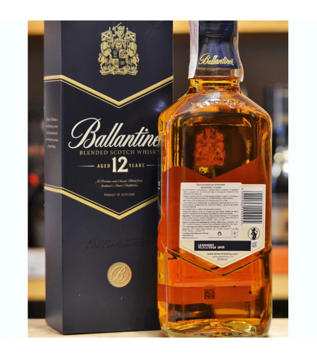 Виски Ballantine's 12 лет выдержки 0,7л 40% в подарочной упаковке купить