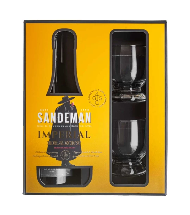 Бренди Sandeman Imperial 0,7л 40% + 2 стакана