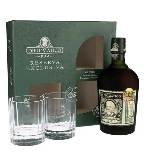 Ром Diplomatico Reserva Exclusiva 0,7л 40% + 2 стакана