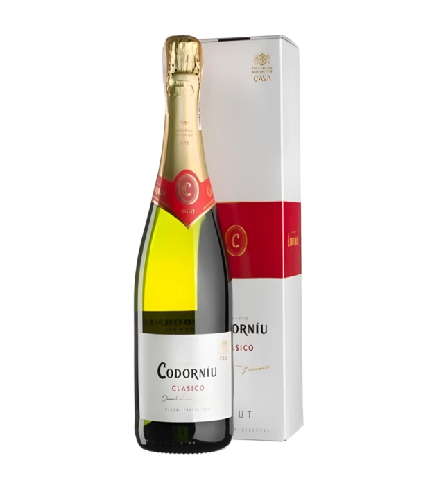 Вино игристое белое брют Codorniu Cava Clasico Brut в подарочной коробке 0,75л 11,5%