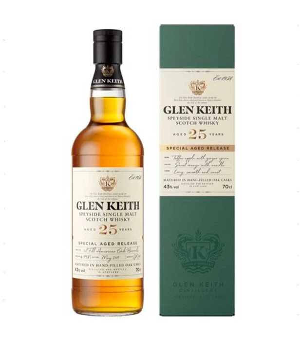 Виски The Glen Keith 25 лет выдержки 0,7 л 43% в подарочной упаковке