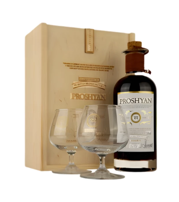 Бренди армянский Прошан 22 года 0,75л 40% с бокалами