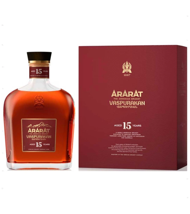 Бренди армянское Ararat Vaspurakan 15 лет выдержки 0,5л 40% в коробке