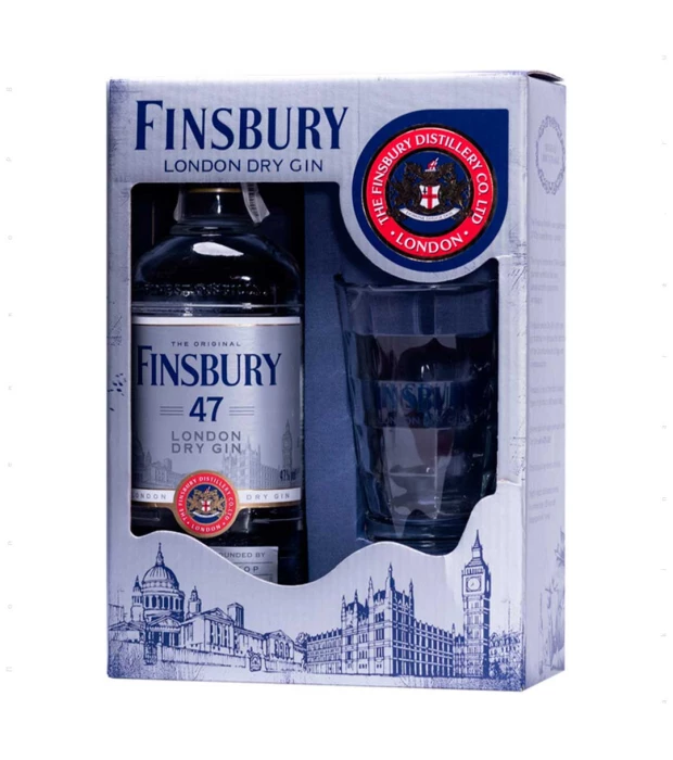 Набор Джин Finsbury Platinum в подарочной упаковке 0,7л 47% + стакан 380 мл