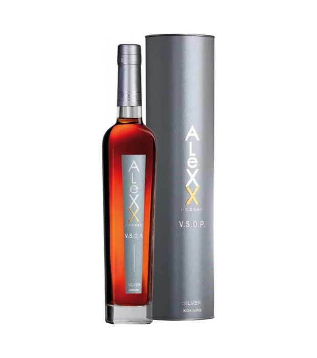 Бренди Alexx Silver 4 звезды 0,5л 40% в тубусе