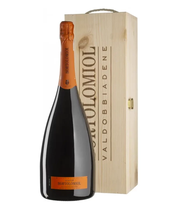 Вино игристое Bortolomiol Senior Valdobbiadene Prosecco Superiore белое экстра-сухое в деревянной упаковке 1,5л 11,5%
