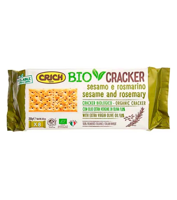 Крекеры с кунжутом и розмарином органические Crich 250 г