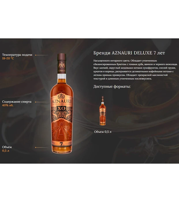 Коньяк Украины Aznauri Deluxe ХО 0,5л 40% купить