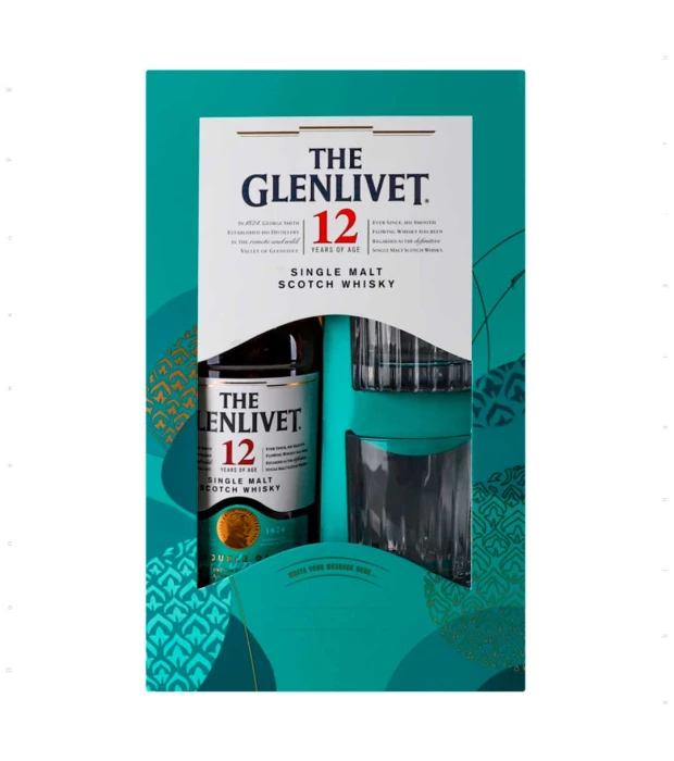 Виски The Glenlivet 12 лет выдержки 0,7л 40% + 2 стакана