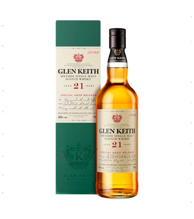 Виски Glen Keith 21 год выдержки в подарочной упаковке 0,7л 43%