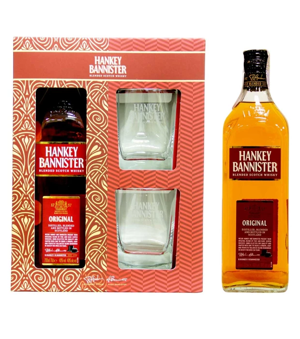 Виски Hankey Bannister 0,7л 40% + 2 брендированных стакана в коробке