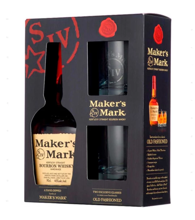 Виски бурбон Maker's Mark 0,7л 45%+2 стакана